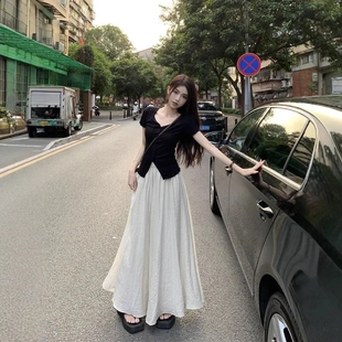 新款不规则短袖t恤套装女夏季高腰八神裤裙辣妹短款显瘦上衣in