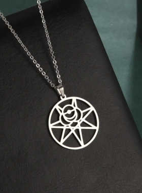 畅销小众设计感个性镂空圆环棉花图案吊坠不锈钢女生项链