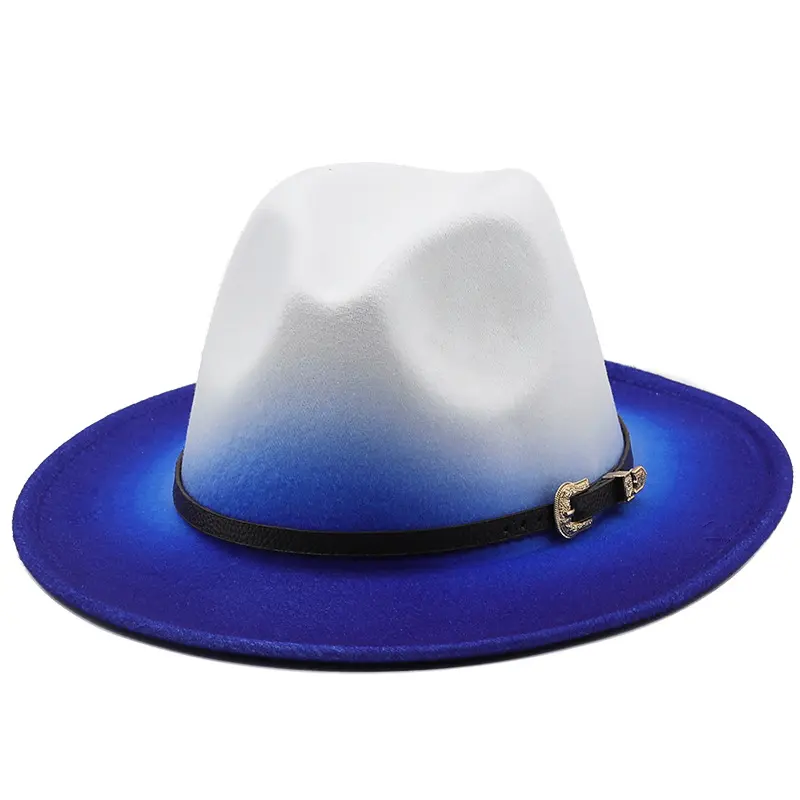 新款欧美时尚喷漆礼帽毛呢礼帽男女士潮流大沿毡帽秋冬爵士帽