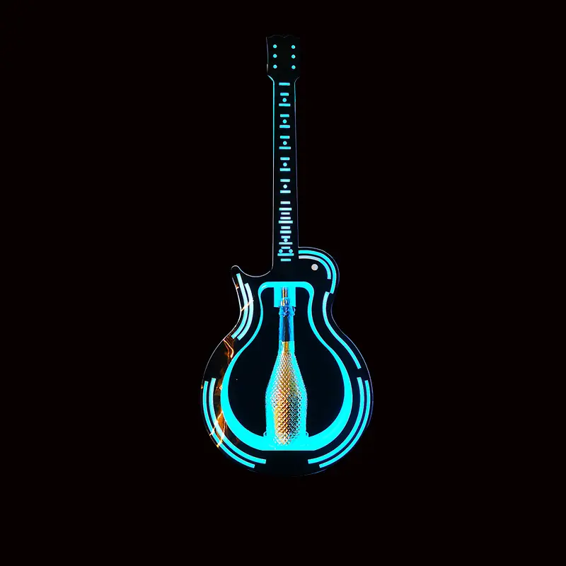 led发光香槟酒座七彩吉他酒座酒吧v手举牌出酒道具气氛酒架