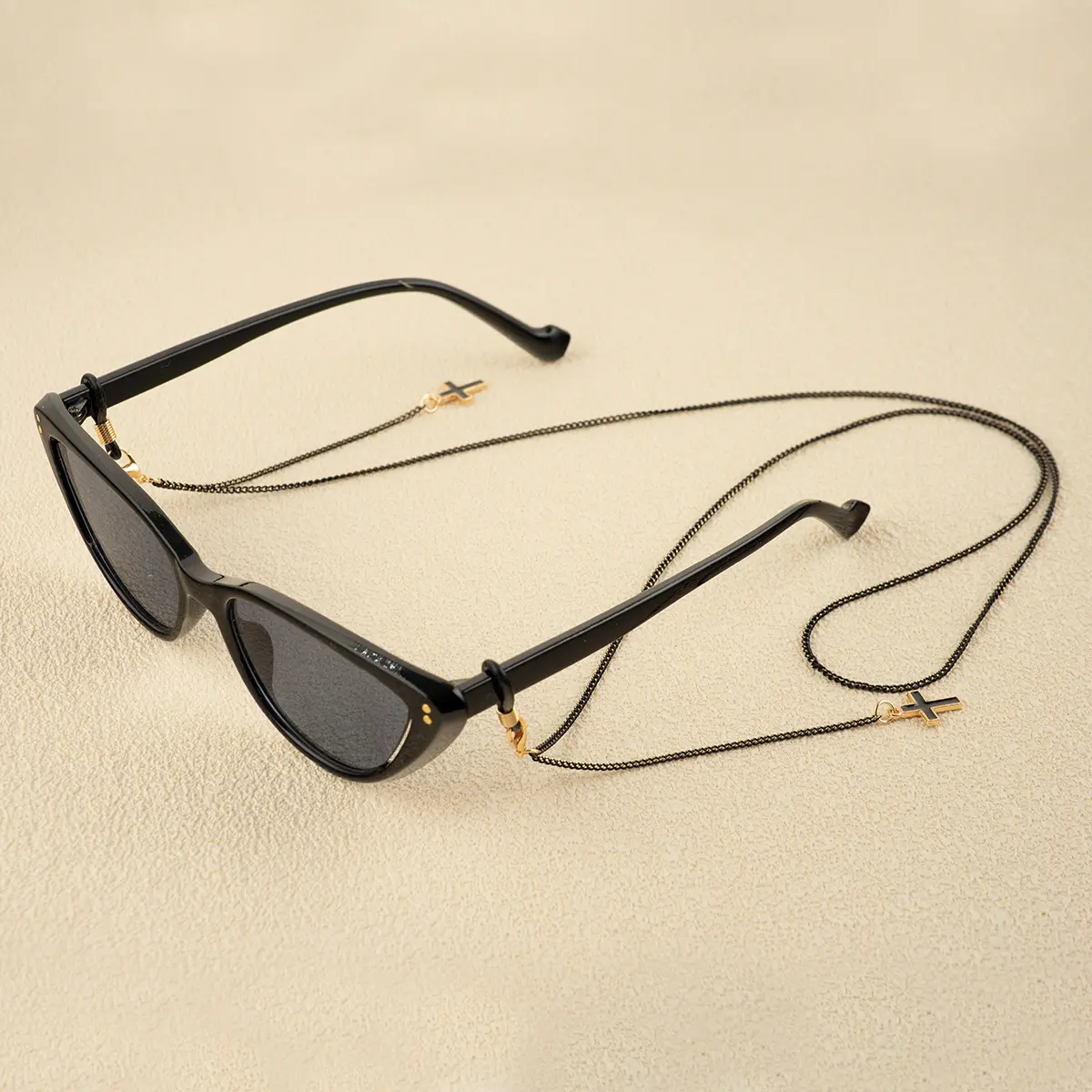 眼镜链扁字链条十字架太阳镜女挂脖金属挂边老花镜链绳子墨镜挂链