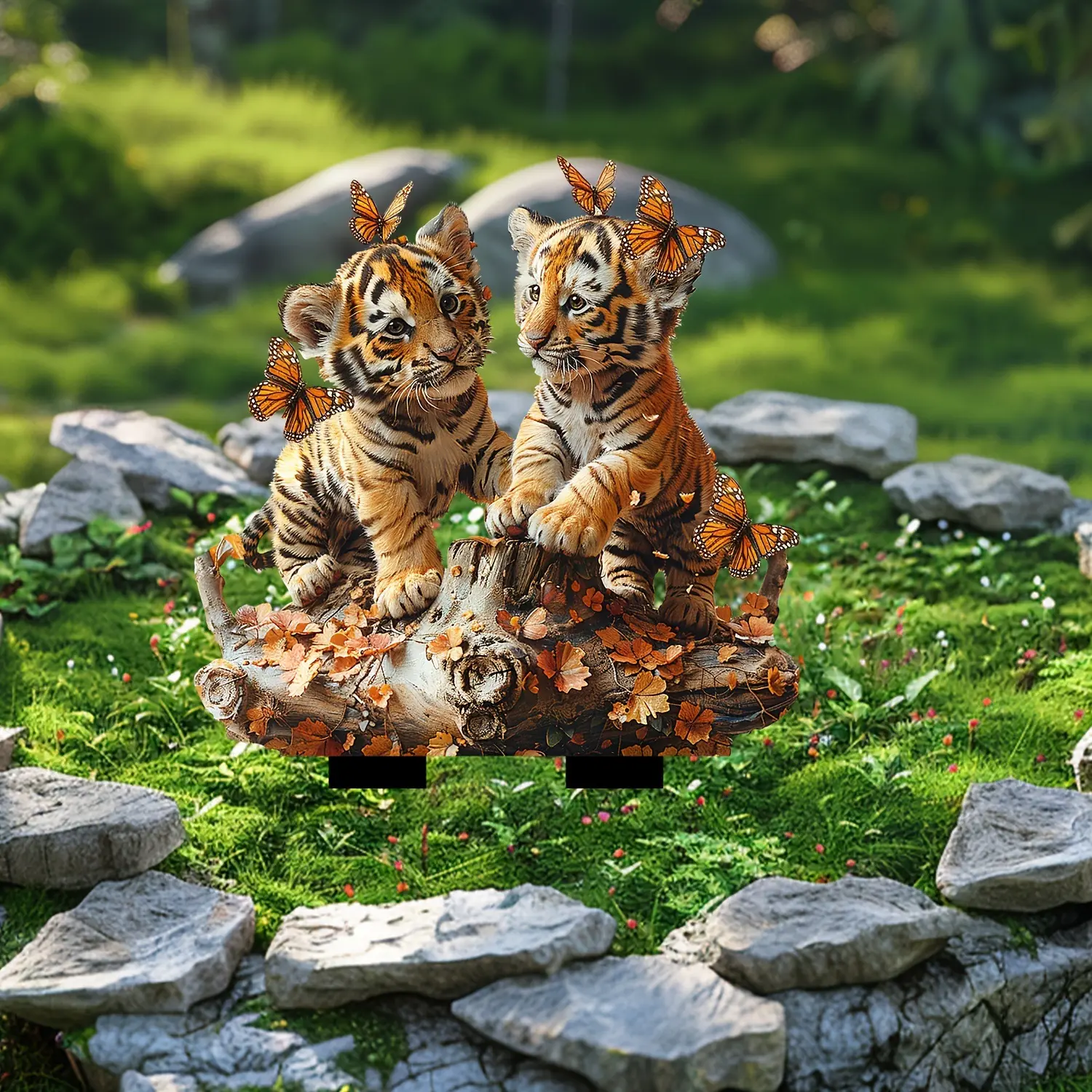 亚克力2d老虎与游戏少儿礼物亚克力花园庭院装饰地插道具