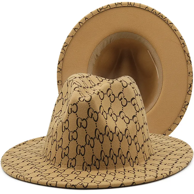 新款欧美时尚条纹毛呢礼帽男女士潮流大沿毡帽秋冬爵士帽