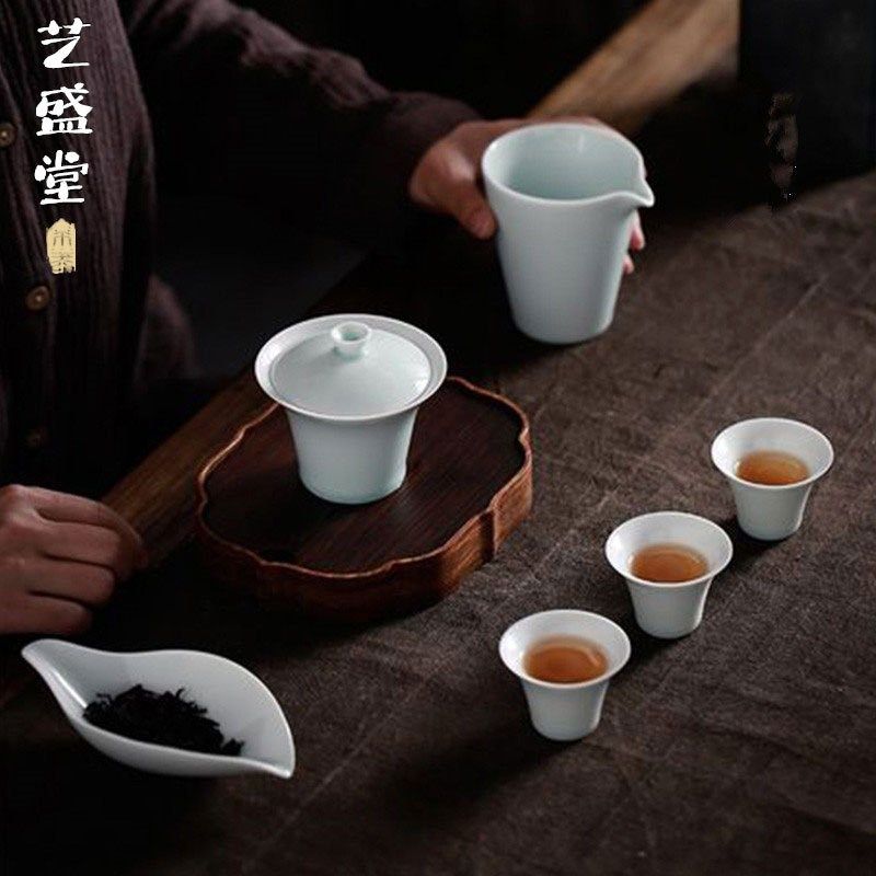 艺盛堂手工陶瓷茶荷n小清新茶则纯色赏茶勺特色茶铲六子君茶道配