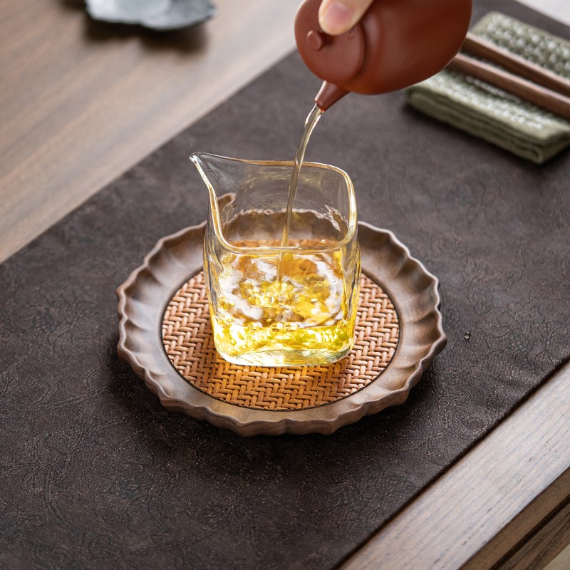 胡桃木 藤编壶承干泡台 布艺壶垫紫砂养壶储水茶壶V底座壶托 茶道