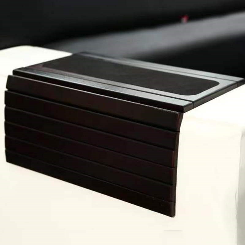 黑色木质懒人沙发扶手杯垫可折叠隔热茶杯垫客P厅沙发扶手咖啡杯