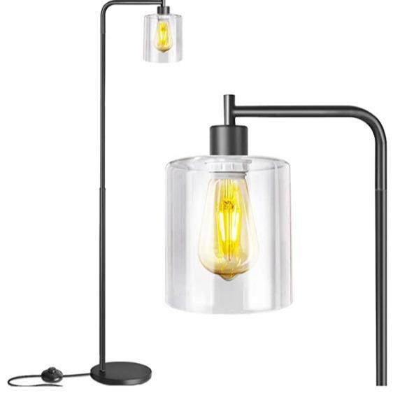 电商黑色落地灯清光玻璃灯罩北欧式简约家居风格照明