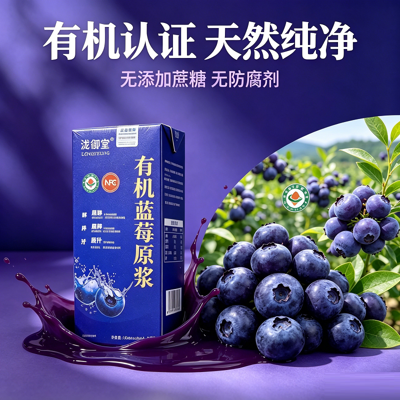 有机蓝莓原浆NFC盒装150ml有机蓝莓100%x鲜果鲜榨原液果汁
