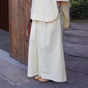 新款 2026春季 棉麻长裤 女高级感阔腿休闲裤 W2019 大脚裤 照本堂