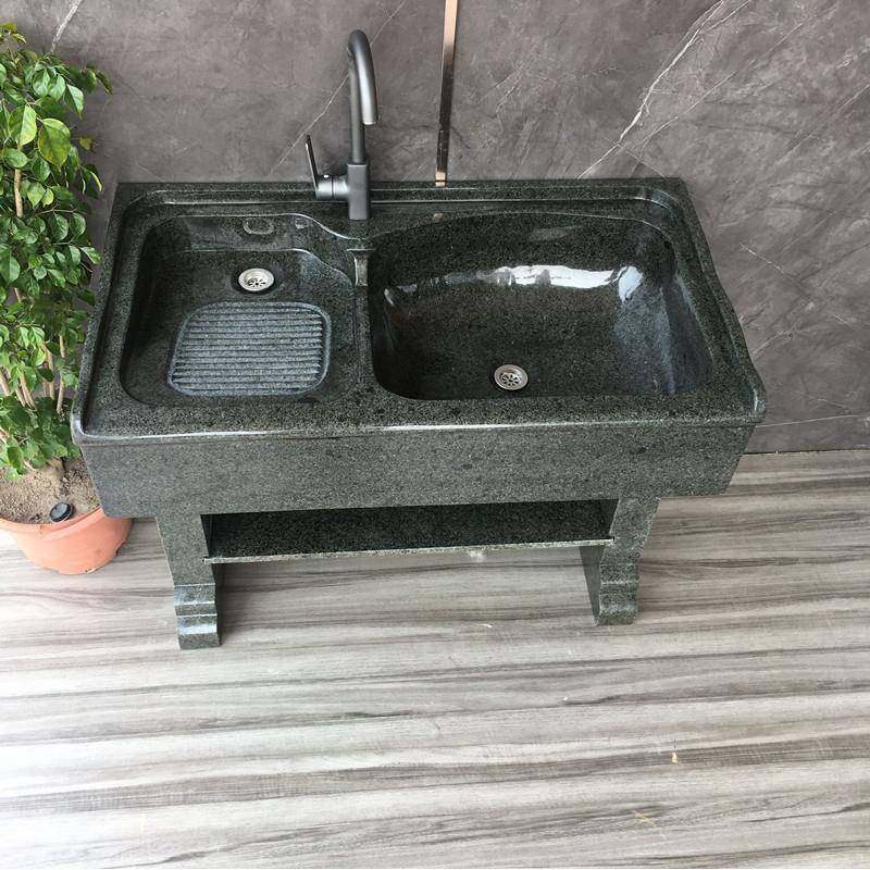 庭院大理石洗衣池带搓衣板户外石头水槽室外水池石材一体洗手台盆