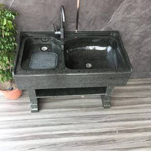 庭院大理石洗衣池带搓衣板户外石头水槽室外水池石材一体洗手台盆