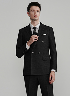 Bland Yeah秋冬新款黑色绵羊毛混纺直筒西裤子长裤商务通勤奢品男