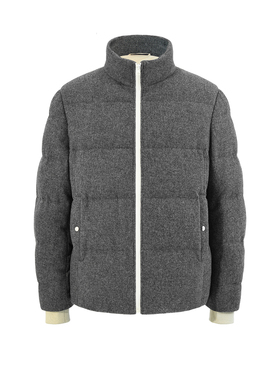 Bland Yeah冬季新款灰色绵羊毛新国标90鹅绒立领羽绒服防寒保暖男