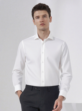 Bland Yeah【意大利进口ALB】白色纯棉免烫衬衫长袖衬衣上衣通勤