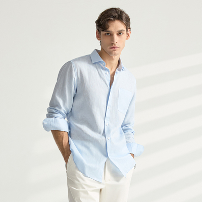 Blandyeah男法国雨露麻衬衫