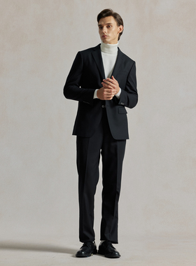Bland Yeah【羊毛蚕丝】黑色西装西服外套西裤正装套装商务职场男