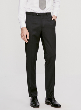 Bland Yeah黑色绵羊毛直筒西装裤子微弹长裤时尚商务职场经典男裤