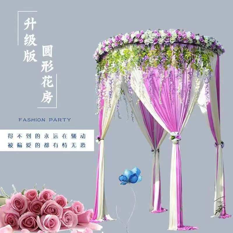 新款婚庆道具圆亭架子布幔公主亭双杆升降婚礼现场场景布置仪式亭