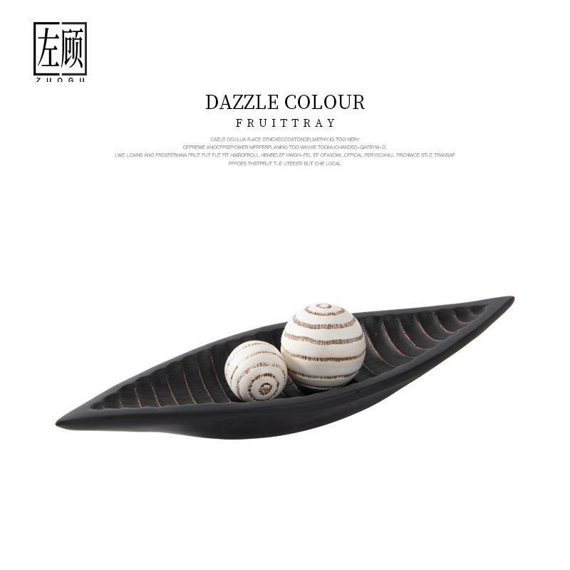 左顾现代简约创意摆件样板房间售楼处花瓣树叶收纳托盘软装饰品