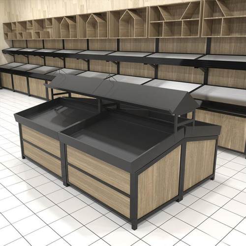 水果蔬菜货架超市便利店单层多层钢木展示架百果园钱单面双面