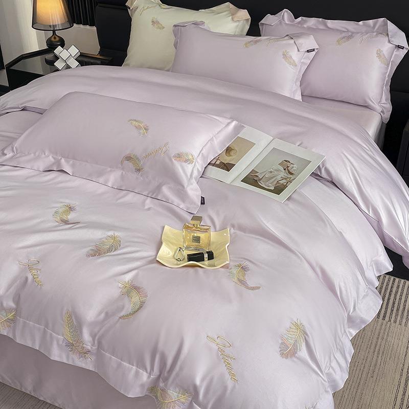2025春夏爆款A类100支长绒棉四件套纯棉全棉轻奢风床单被套重工刺