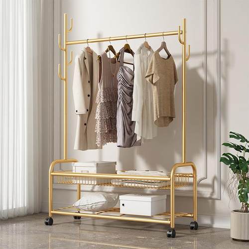 衣架落地立式折叠晾衣架落地展示架摆摊阳台晒衣架衣杆室内晾衣杆