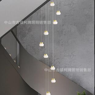 极简楼梯吊灯现代艺术创意别墅复式楼梯间中空小灯笼吊线长吊灯
