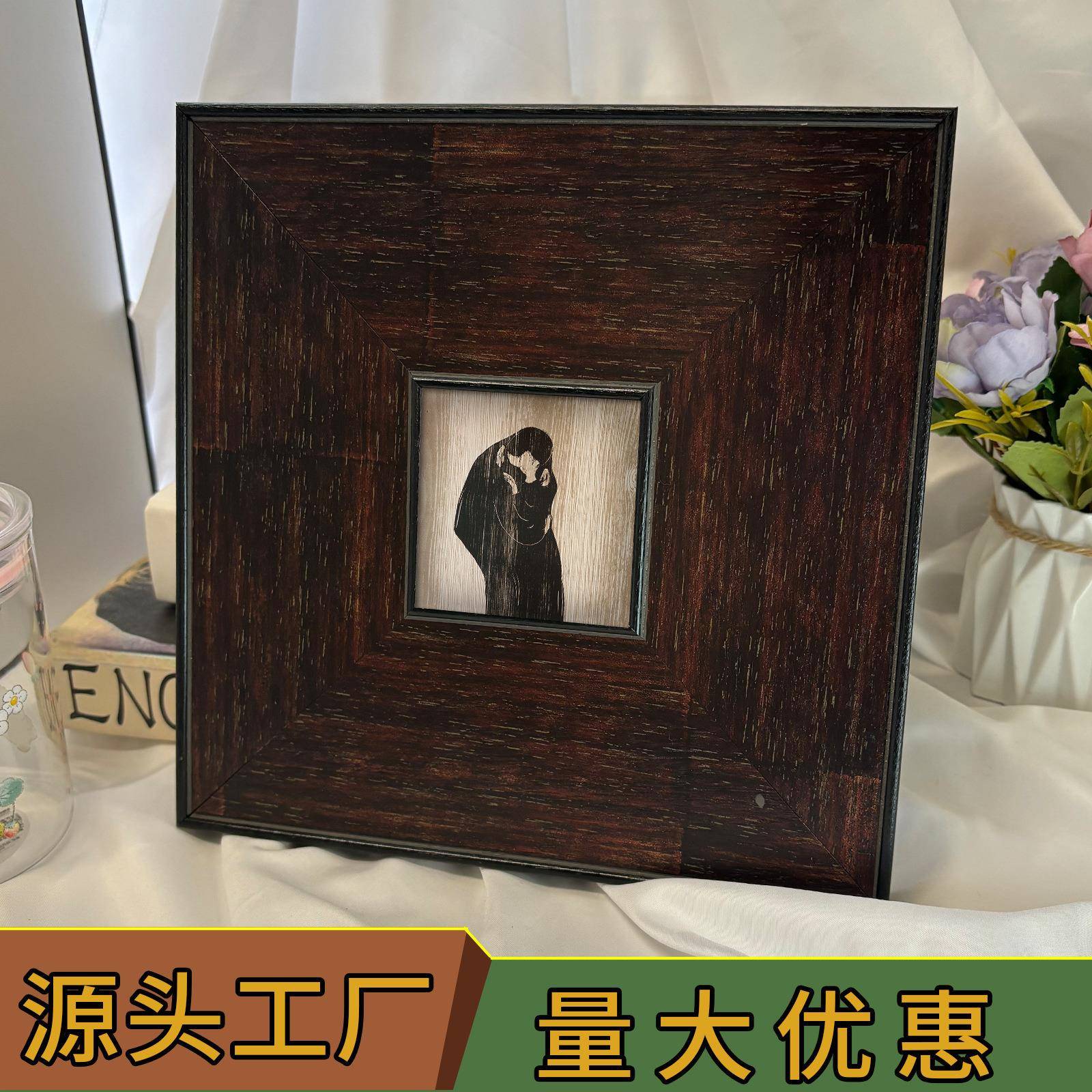 美式实木画框复古油画框装裱自装带玻璃背板相框装饰油画空框挂墙