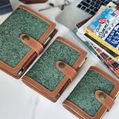 本儿哥 本子 真皮活页手账本绿色花纹A5A6A7牛皮记事本日记本