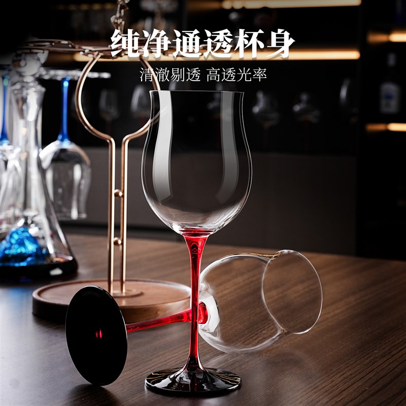 红酒杯轻奢高级感家用p醒酒器套装高脚杯子红酒酒具三件套架子倒