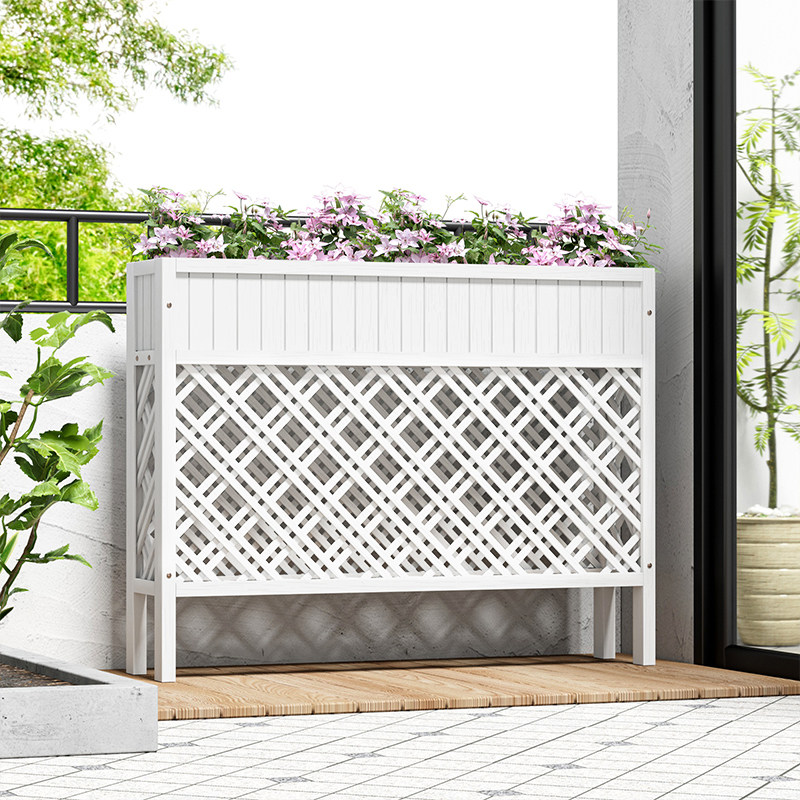 白色餐厅隔断花架花箱防腐木栅栏围栏饭店屏风户外木花槽花盆架子