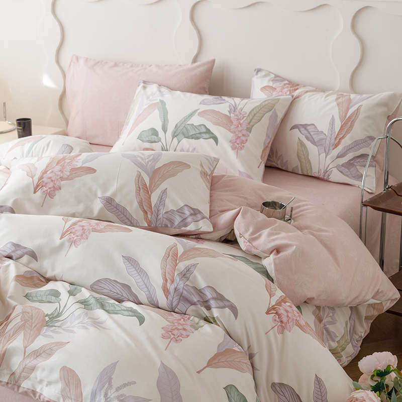 美式纯棉四件套100全棉小清新花卉被套三件套床单床笠款床上用品4