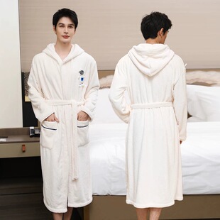 男士 浴衣浴袍浴巾女可穿裹连帽比纯棉吸水洗澡游泳家用裹巾睡衣