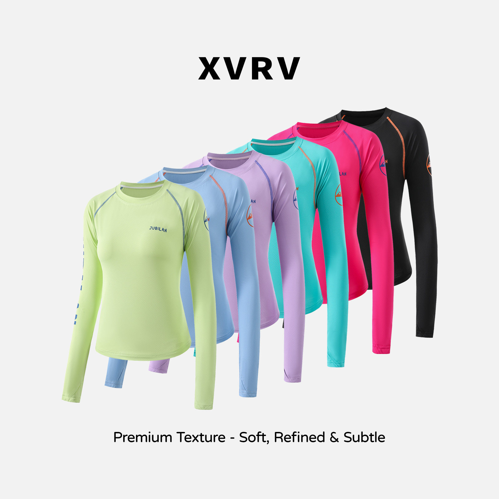 XVRV2026秋季新款“长城格”圆领速干长袖健身上衣休闲运动T恤女