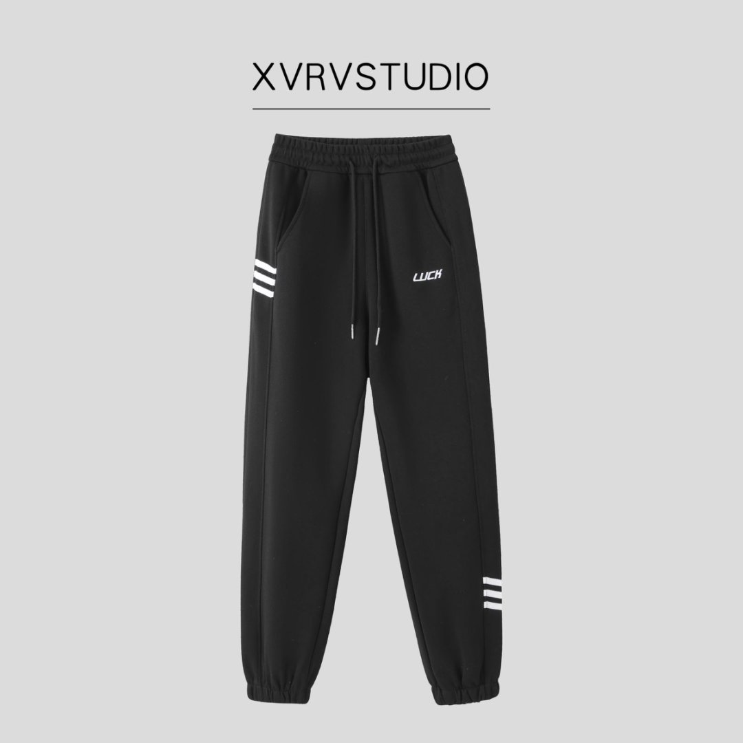 XVRV2026春秋新款棉质运动裤刺绣条纹束脚卫裤健身百搭显瘦裤子图片