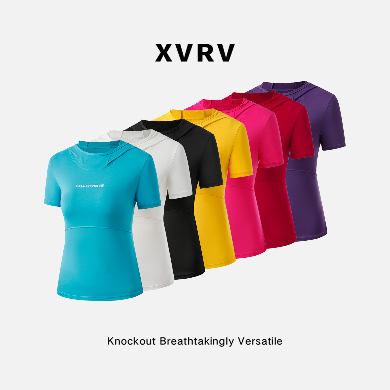 XVRV夏季新款防晒收腰运动短袖连帽衫休闲透气百搭宽松T恤上衣女图片