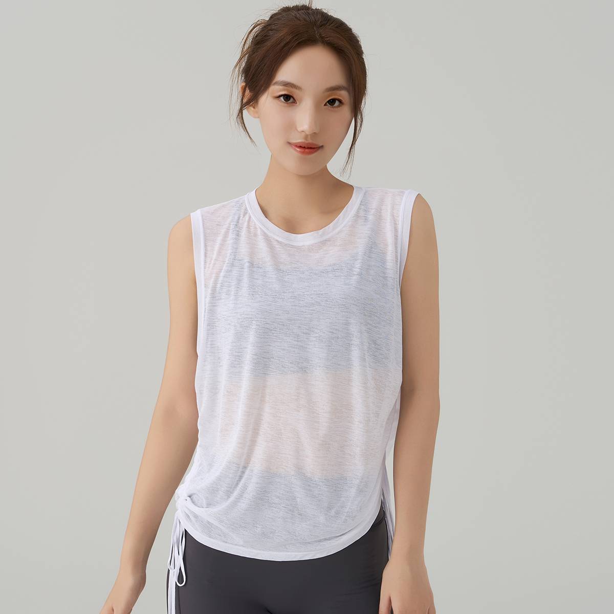 XVRV新款运动背心宽松时尚瑜伽服双边抽绳罩衫夏跑步速干健身背心图片