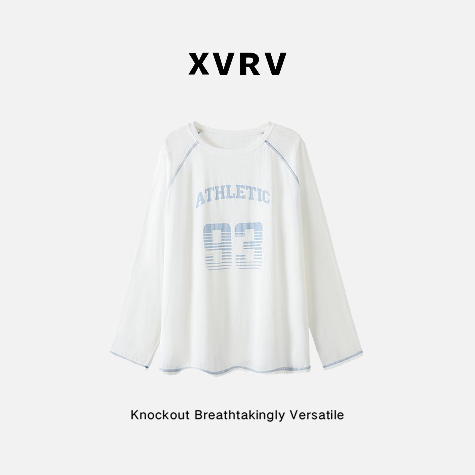 XVRV2026夏季哈苏线莱赛尔美式长袖凉感T恤女宽松显瘦罩衫上衣图片