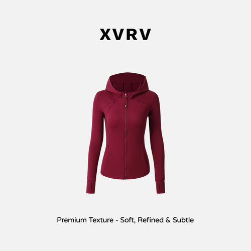 XVRV2026秋季新款连帽收腰运动外套女显瘦户外健身跑步百搭上衣服