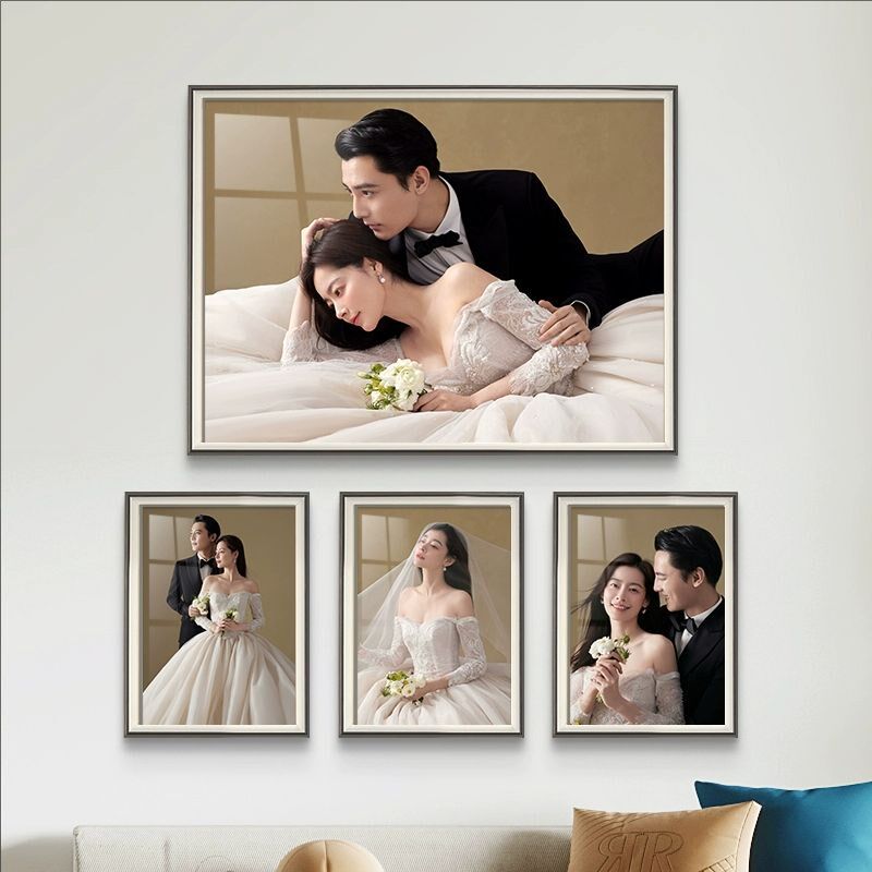 婚纱照相框挂墙放大打印加洗照片做成大尺L寸定制结婚照全家福主
