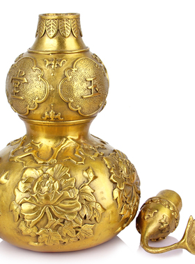 纯铜葫芦摆件铜富贵玉堂铜H葫芦客厅卧室纯铜法器