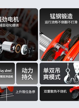 微型电动小型e葫芦家用220v带46轮跑车小型吊机05115吨吊机