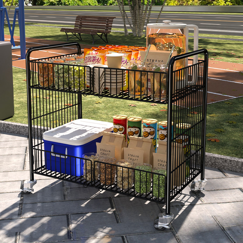 可携式移动手推车家用收纳小推车多层摊位架摆N摊专用置物架地摊