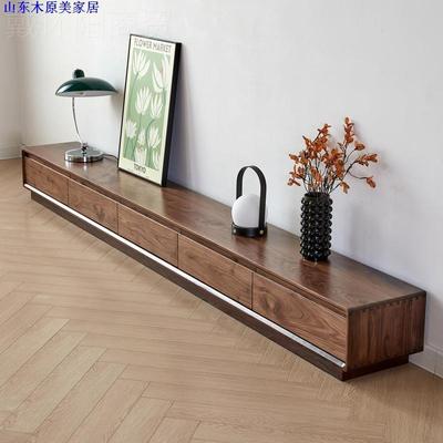 现厅代约北美木简橡木黑胡桃木电视柜小户型客BIJ实落地柜樱桃木