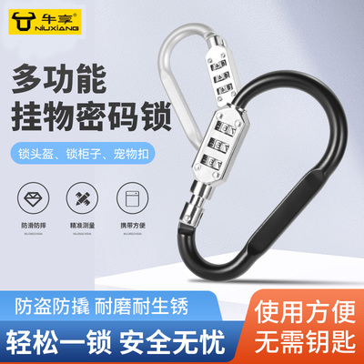 D型密码锁电瓶车头盔锁防盗神器家用书柜挂扣锁车筐安全固定挂钩