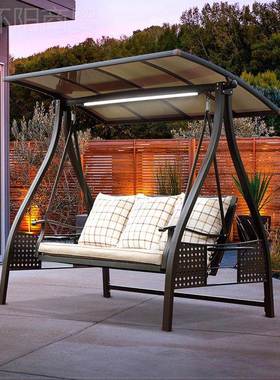 秋千户阳外摇椅椅室外双人三人台秋千椅庭院SUX花园吊篮2铸铝铁艺
