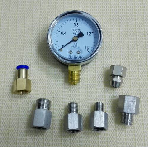 压力表 含6只不同规格的接头 m101 m12x15 G1/4 G3/8 14x158