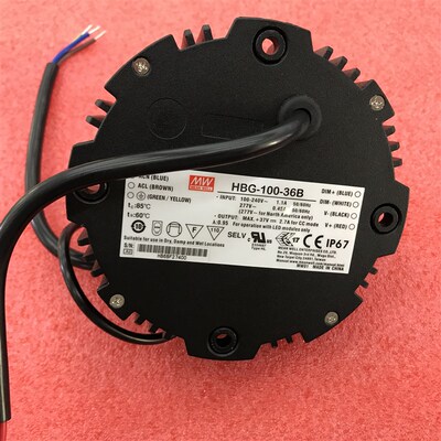 台湾明纬圆形铝壳LED防水电源HBG-100-36B 100W 21.6~36V2.7A全新