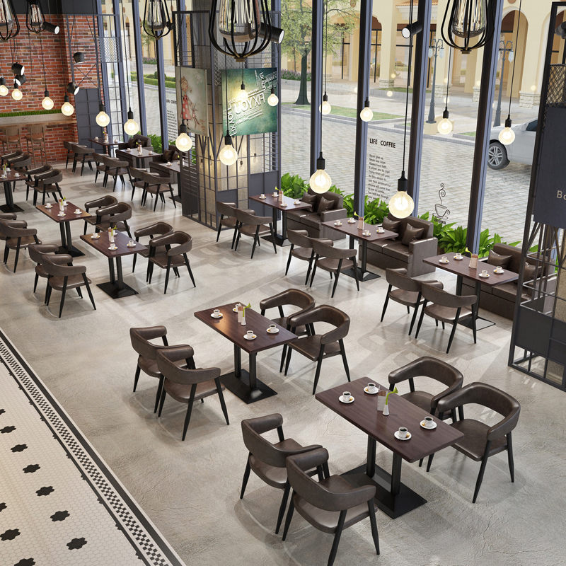 复古奶茶店咖啡厅卡座沙发餐饮甜品汉堡店西餐厅餐吧酒吧桌椅组合