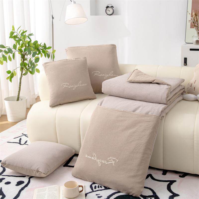 A类 纯棉抱枕被子两用全棉二合一车载靠枕办公室午睡毯空调枕头被